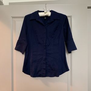 WHBM Blue Short-Sleeved Button Down Size 6